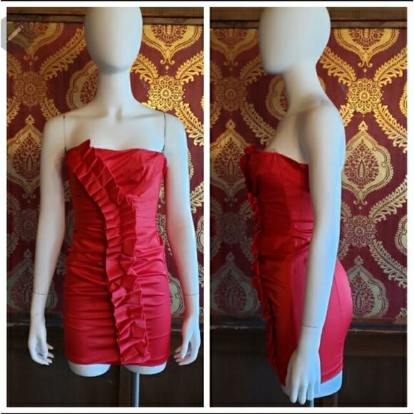 Vintage Jessica Mcclintock Gunne Sax Red Sleeveless Dress - Picture 1 of 12